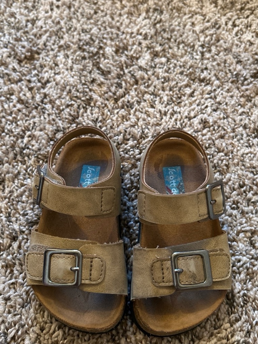Scott Kids Tan Suede Double-Buckle Sandals